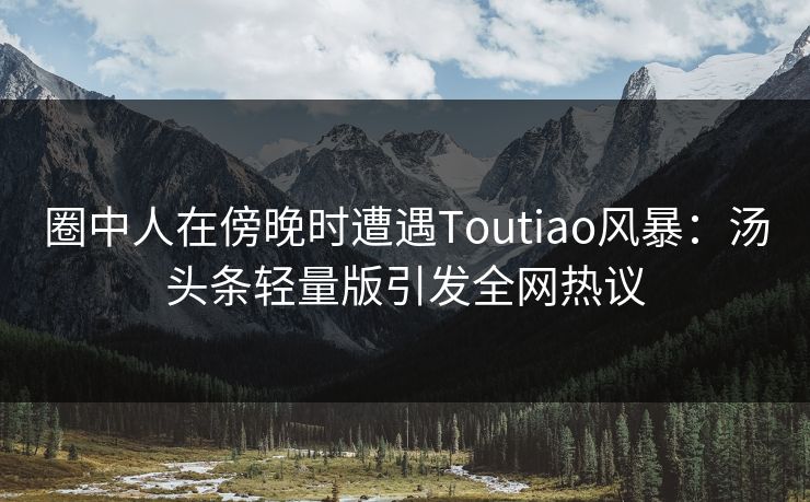 圈中人在傍晚时遭遇Toutiao风暴：汤头条轻量版引发全网热议