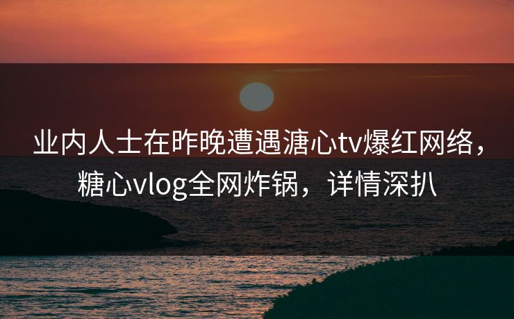 业内人士在昨晚遭遇溏心tv爆红网络，糖心vlog全网炸锅，详情深扒